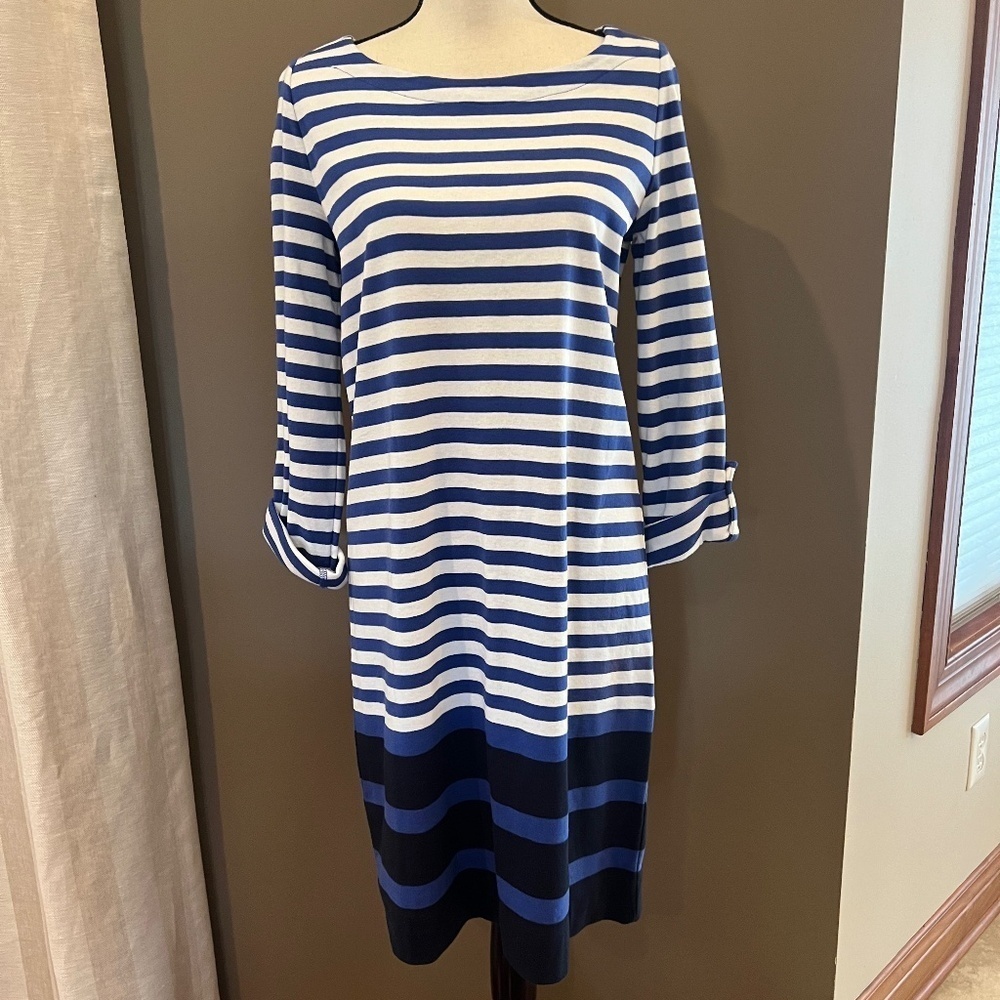NWT Jones New York Sport 100% Cotton,Dress, Blue & White Nautical, Size Large